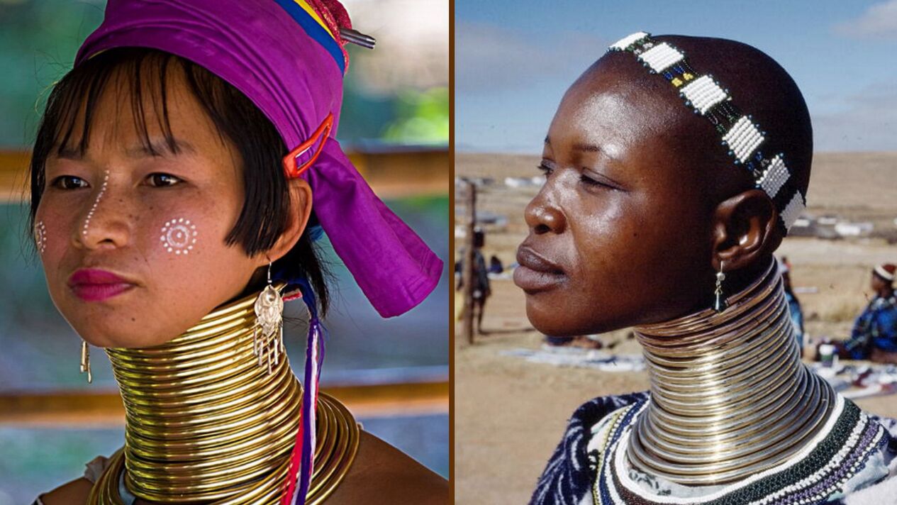 allungamento del collo nelle donne della tribù africana